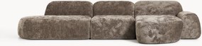 Divano angolare componibile 4 posti in teddy bouclé con chaise longue Wolke