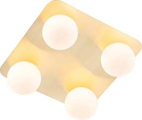 Plafoniera da bagno moderna in ottone quadrata a 4 luci - Cederic