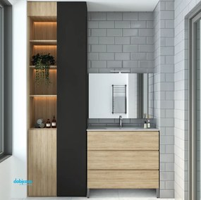 Mobile Bagno Da Terra "Alexa Gola" Da 80 Cm Composto Da Tre Cassetti Finitura Rovere Americano