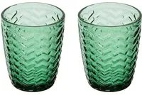 Set 2 bicchieri acqua vetro verde lavorato Milo