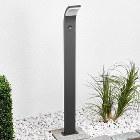 Lucande lampione a LED Timm, sensore, 100 cm, antracite, IP54 Timm, Nero, Alluminio, Moderno