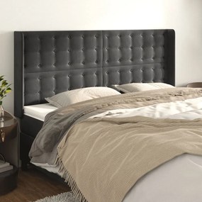 Testiera Ad Orecchio Grigioscuro 183x16x118/128 Cm İn Velluto /
