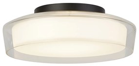 Plafoniera Contemporanea Disco Acciaio Nero Vetro Trasparente Led 14W 3000K