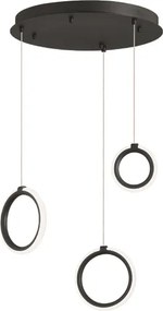 Lampada a sospensione in metallo verniciato 3 Luci NERO a Led PINTA 35 cm