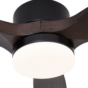 Ventilatore da soffitto smart nero con stampa legno 132cm incl. LED dimmerabile con telecomando - Joly