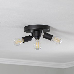 HELAM Plafoniera Centro, nera, a 3 luci, metallo, Ø 19,5 cm