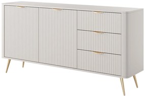 Credenza 2 ante e 3 cassetti in MDF Beige e Dorato - ELONARIA di PASCAL MORABITO