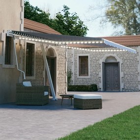 Tenda Automatica Con Sensore Vento E Led 450x300 Cm Blu Bianca /