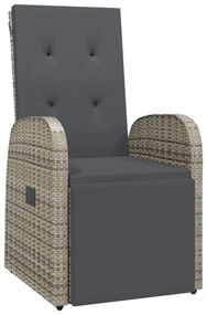 Sedie reclinabili da giardino con cuscini 2pz grigio polyrattan