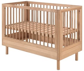 Lettino di colore naturale in rovere massiccio con altezza regolabile 60x120 cm Forrest – Vipack