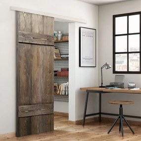Porta scorrevole reversibile Barn Ebano in alluminio marrone, L 96 x H 215 cm, con binario Alu/legno