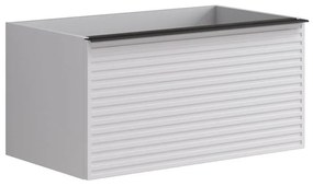 Mobile da bagno sotto lavabo Pixel stripes frontale bianco e maniglia alluminio nero laccato opaco L 80 x H 40 x P 45.5 cm 1 cassetto, lavabo non incluso