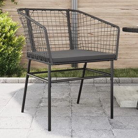 Sedie da giardino con cuscini 2 pz nere in polyrattan