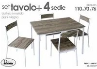 Tavolo con 4 sedie struttura metallo cm 110x 70x 76 h