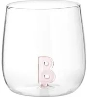 Bicchiere acqua lettera B rosa in vetro borosilicato, da 380 ml