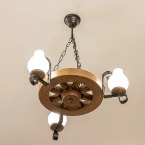 Brilagi - Lampadario a sospensione con catena ROATA 3xE14/40W/230V faggio/noce