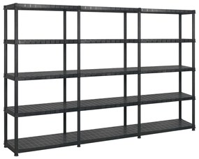 Scaffale A 5 Ripiani Nero 274,5x45,7x185 Cm İn Plastica /