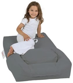 Pouf con poggiapiedi 65x40 cm grigio