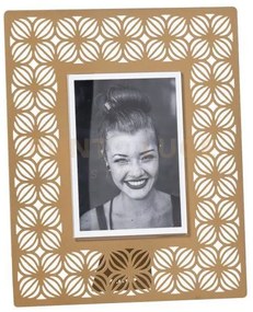 Portafoto di design ikat grande oro laccato in ferro e polimetilmet...