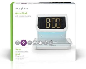 Nedis WCACQ10W1WT - LED RGB Orologio a sveglia con caricatore wireless LED/10W/5V bianco