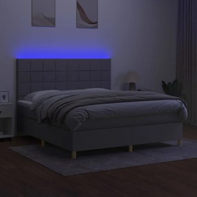 Letto a Molle Materasso e LED Grigio Chiaro 160x200 cm Tessuto