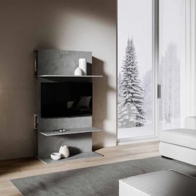Mobile porta TV 100x170h cm con foro passacavi Antracite Spatolato - LOKI A