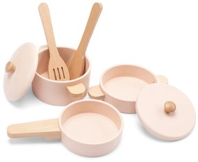 Set di stoviglie in legno per bambini - rosa
