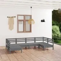 Set Divani da Giardino 6 pz Grigio in Legno Massello di Pino cod mxl 36814