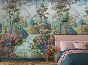 Fotomurale Natura, rosa, azzurro, verde 210 x 280 cm