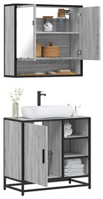 Set Mobili Da Bagno 2 Pz Grigio Sonoma İn Legno Multistrato /