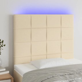 Testiera A Led Crema 90x5x118/128 Cm İn Tessuto /