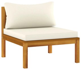 Set divani da giardino 6 pz con cuscini crema in legno acacia