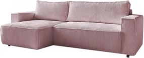 Divano letto a coste rosa ad angolo variabile Nihad - Bobochic Paris