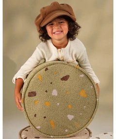 Pouf per bambini verde con rivestimento in bouclé e ciniglia Terrazzo – Wigiwama