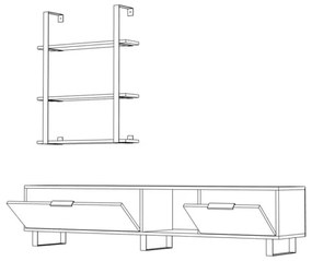 Parete Attrezzata Soggiorno 180 Cm Porta TV E Libreria Rovere Zenon