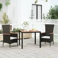 Tavolo da Giardino Piano Legno Nero Polyrattan Massello Acacia 319548