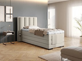 Letto motorizzato singolo boxspring Belize - Tessuto bianco panna