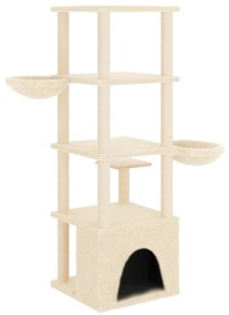 Albero per gatti con tiragraffi in sisal crema 147 cm