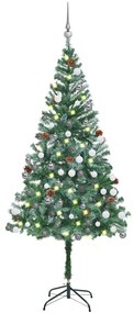 Albero Di Natale Preilluminato Con Palline E Pigne 180 Cm /