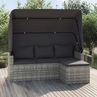 Divano Giardino 3 Posti Tetto e Poggiapiedi Grigio Polyrattancod mxl 95681