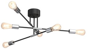 Lampadario on a pole FLAME 6xE27/60W/230V nero/cromo lucido