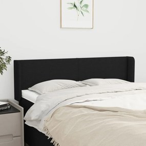 Testiera Ad Orecchio Nera 147x16x78/88 Cm İn Tessuto /