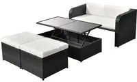 Set Divani da Giardino 4 pz con Cuscini in Polyrattan Nero cod mxl 36244