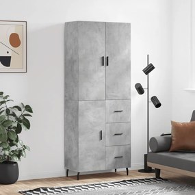 Credenza Grigio Cemento 69,5x34x180 Cm İn Legno Multistrato /