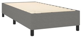 Letto a molle materasso e led grigio scuro 80x200 cm in tessuto