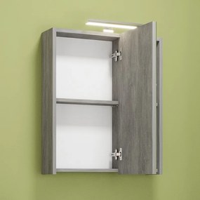 Kamalu - Specchio bagno contenitore 60 cm colore marmo cemento | LAC-AMFI-60