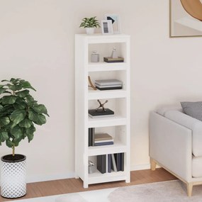 Libreria Bianca 50x35x154 Cm İn Legno Massello Di Pino /
