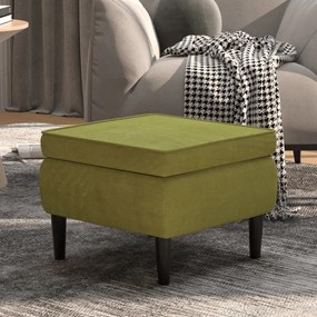 Poggiapiedi Con Gambe İn Legno Verde Chiaro İn Velluto /