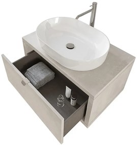 Mobile bagno sospeso 80 cm Master grigio nuvola con lavabo appoggio e specchio