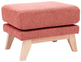 Pouf poggiapiedi sfoderabile scandinavo in tessuto effetto velluto testurizzato color terracotta e legno chiaro OSLO